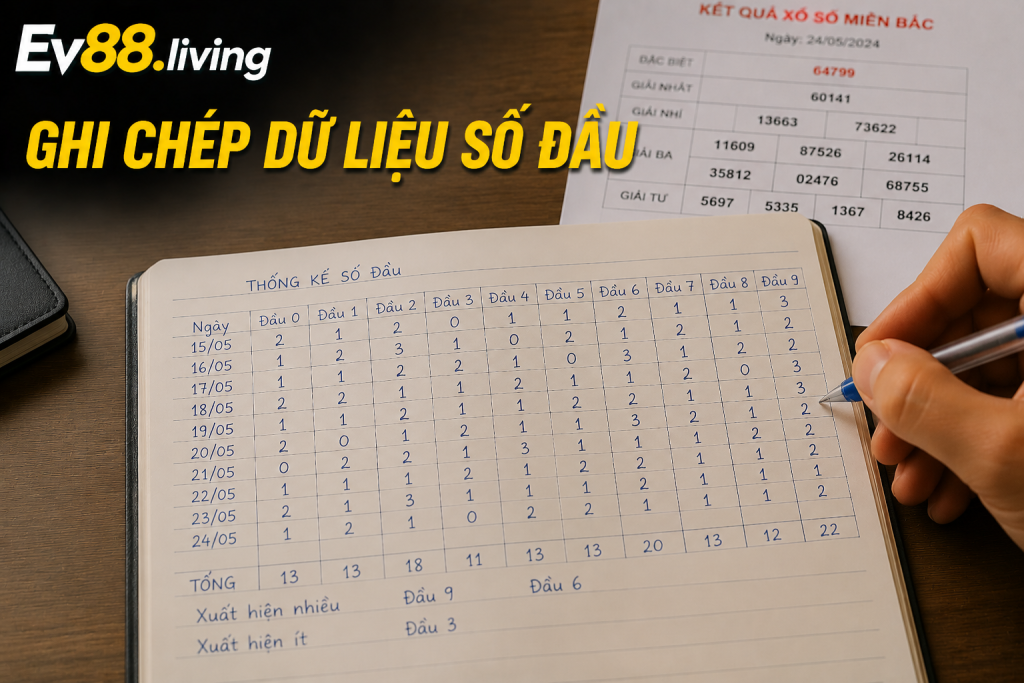 Ghi chép dữ liệu số đầu để theo dõi kết quả xổ số