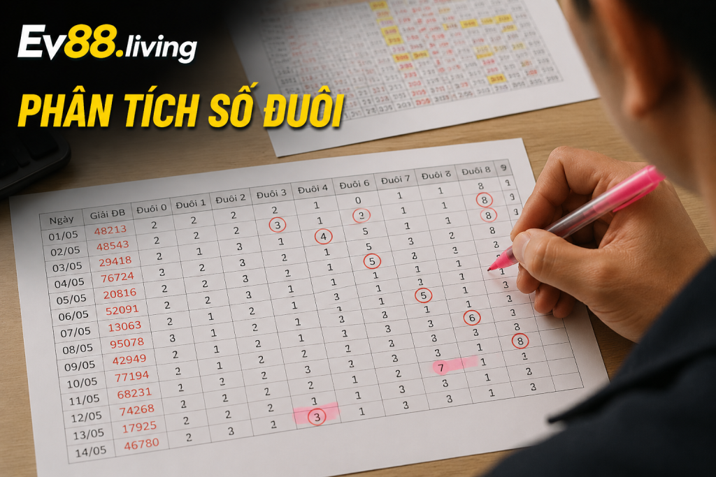Người chơi phân tích thống kê số đuôi xổ số
