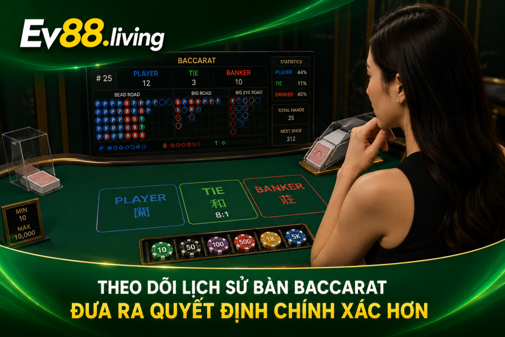 Người chơi theo dõi lịch sử bàn Baccarat trước khi đưa ra quyết định