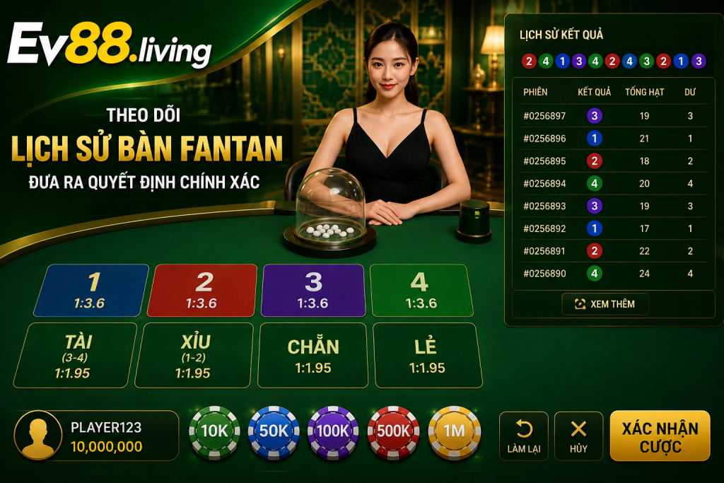 Người chơi theo dõi lịch sử bàn Fantan trước khi đưa ra quyết định